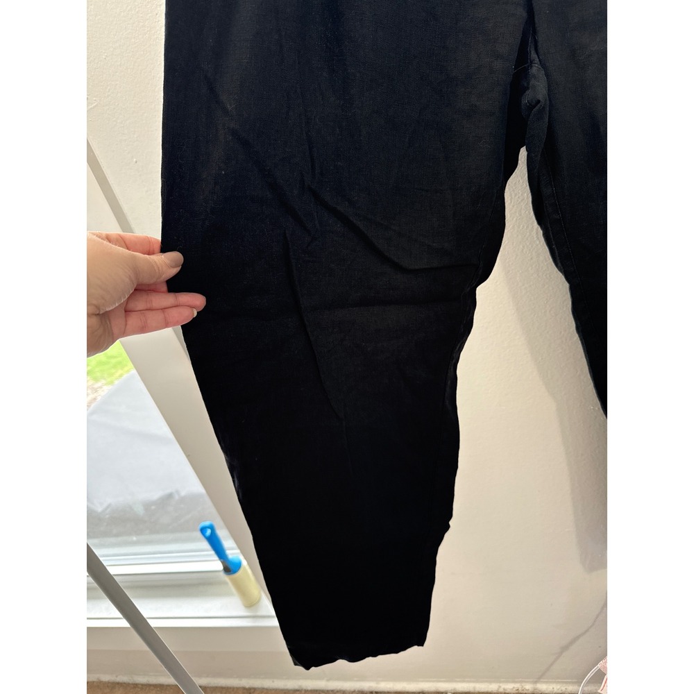 Women's Black Linen Pants Size XL Natural Minimalist Sustainable - Picture 3 of 6
